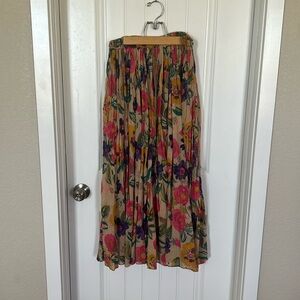 VINTAGE 90s 80s BoHo Cotton India Floral Gauzy MAXi Skirt S M L XL